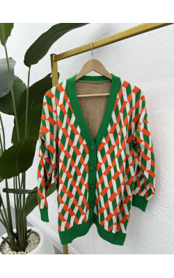 Amy Buttoned Knitted Cardigan Green