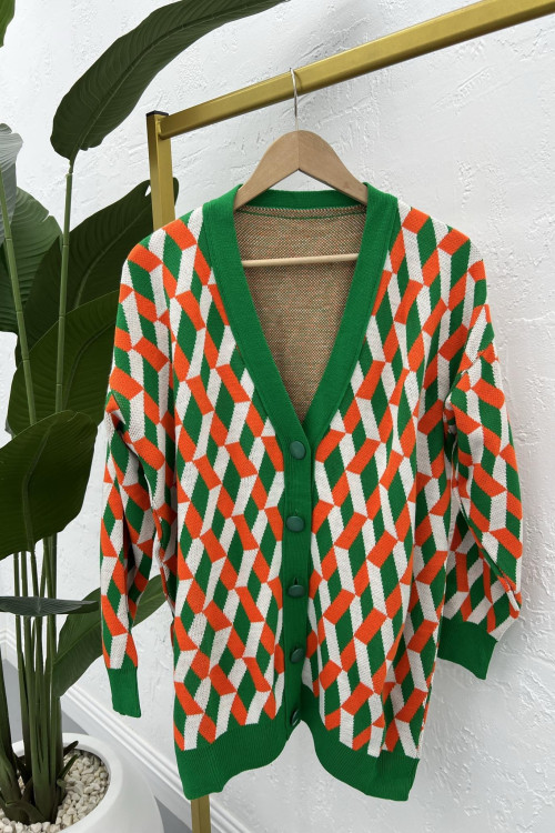 Amy Buttoned Knitted Cardigan Green