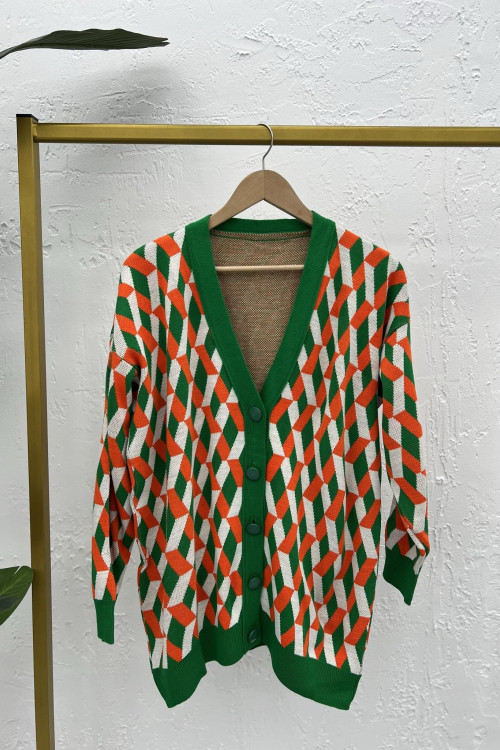 Amy Buttoned Knitted Cardigan Green