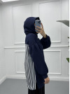 Striped Back Cardigan Navy Blue