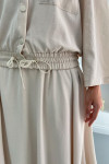 Embroidered Pleated Skirt Set Beige