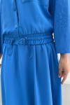 Embroidered Pleated Skirt Set Blue