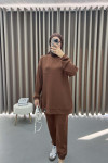 Emblem Sweat Suit Brown