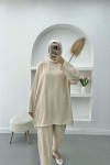 Embroidered Tunic Set Beige