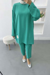 Embroidered Tunic Set Green