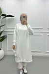 Embroidered Long Tunic White