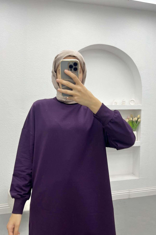 Embroidered Long Tunic Plum