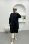 Embroidered Long Tunic Black