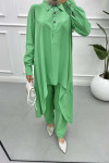 Asymmetrical Cut Trouser Suit Green