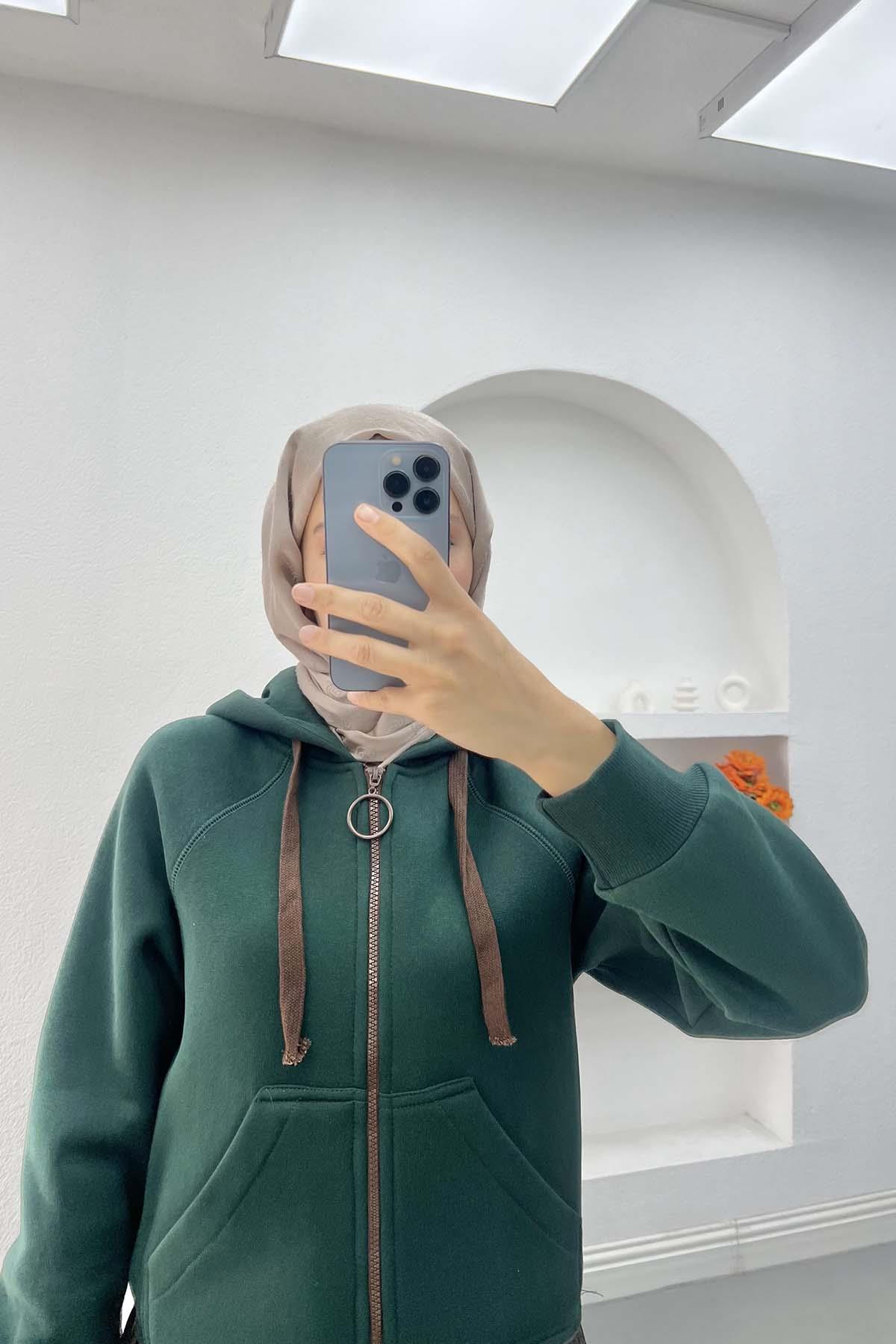 Asymmetric Cut Sweatshirt Emerald Green