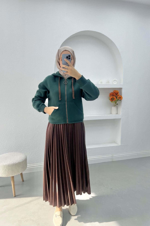 Asymmetric Cut Sweatshirt Emerald Green