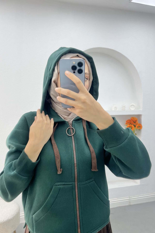 Asymmetric Cut Sweatshirt Emerald Green