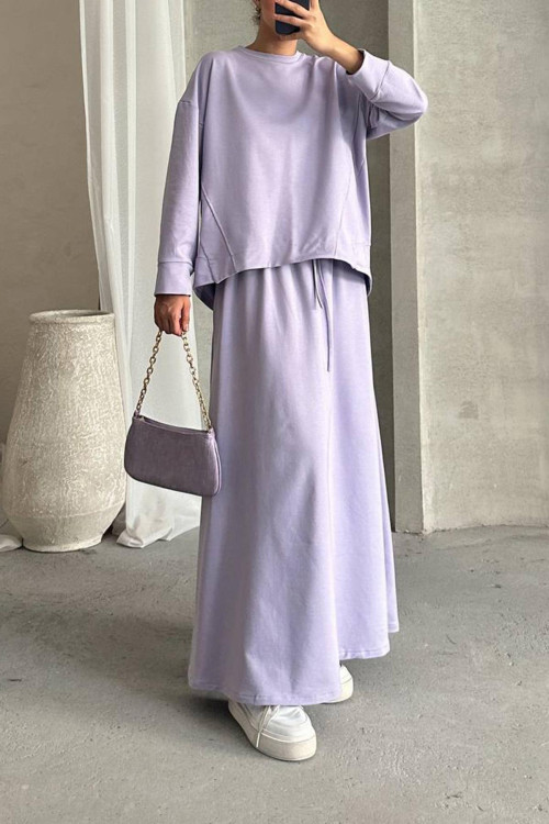 Asymmetric Cut Suit Lilac