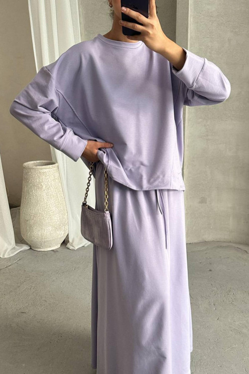 Asymmetric Cut Suit Lilac