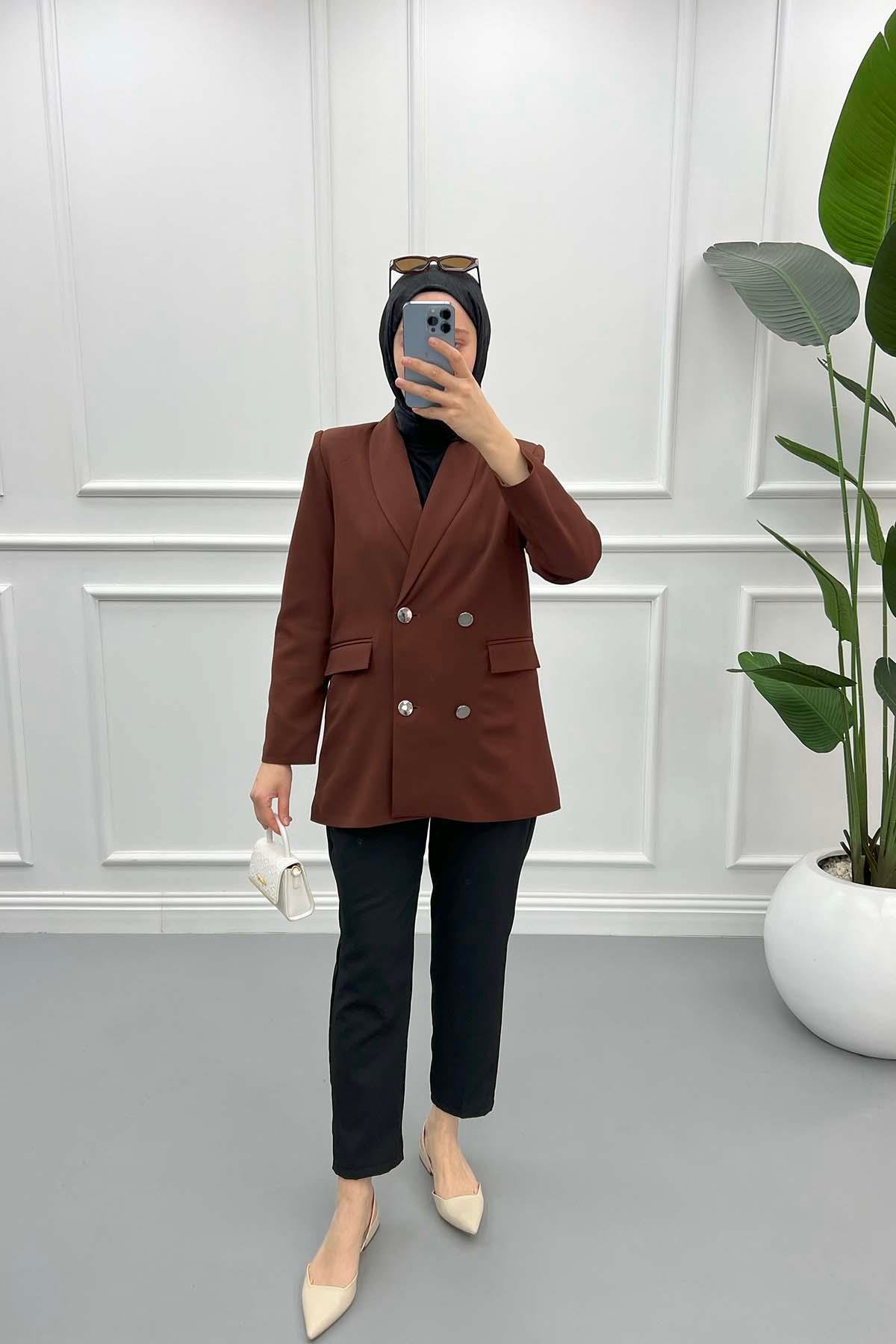 Lined Blazer Jacket Brown