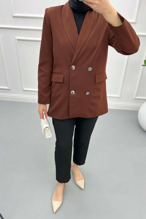 Lined Blazer Jacket Brown