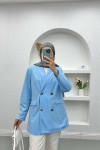 Lined Blazer Jacket Blue