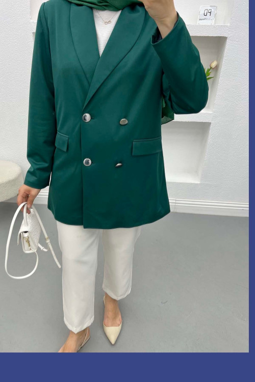 Lined Blazer Jacket Emerald Green