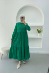 Lined Cutwork Dress Emerald Green