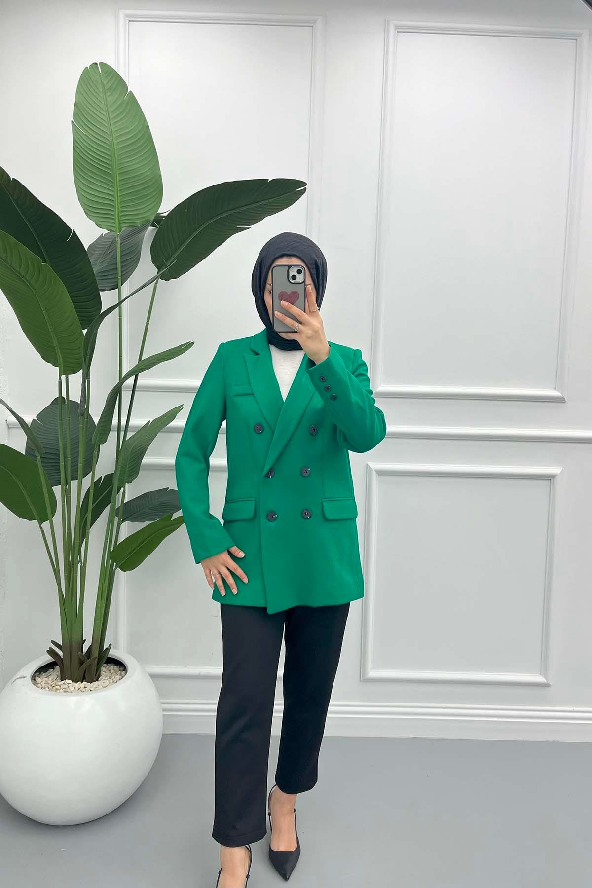 Lined Double Breasted Jacket Benetton Green