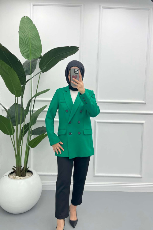 Lined Double Breasted Jacket Benetton Green