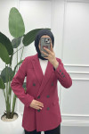 Lined Double Breasted Jacket Burgundy