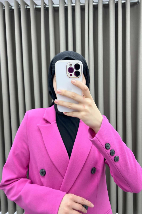 Lined Double Breasted Jacket Fuchsia