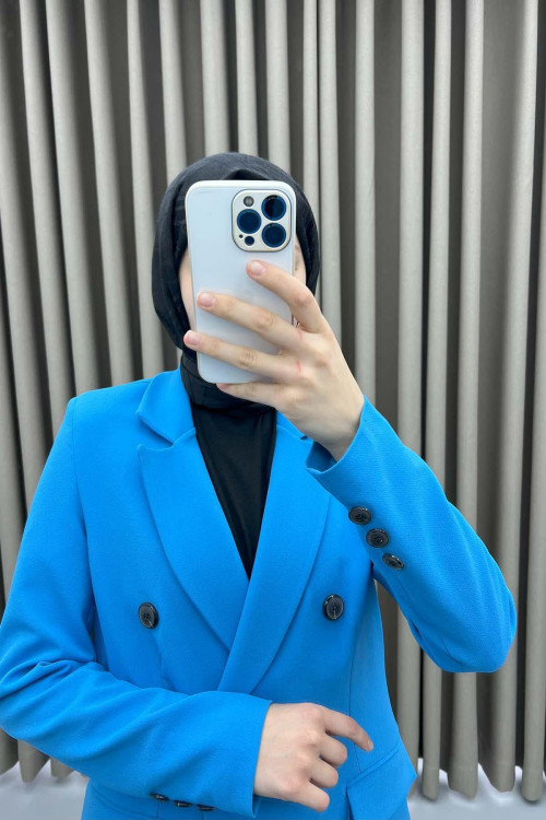 Lined Double Breasted Jacket Blue