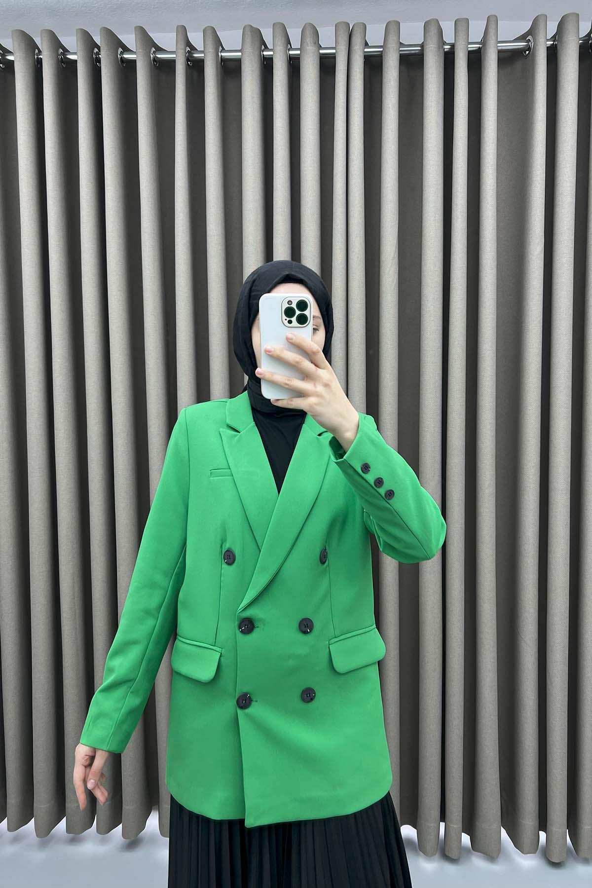 Lined Double Breasted Jacket Green