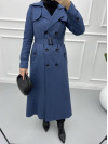 Lined Belted Buttoned Trench Coat Indigo