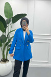 Lined Shawl Collar Jacket Blue