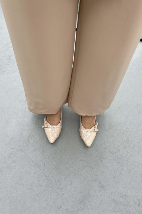 Tie Detailed Trousers Beige