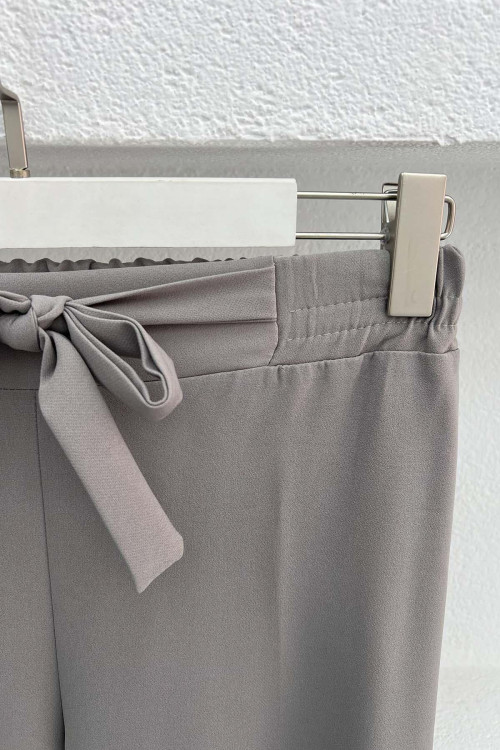 Tie Detailed Trousers Gray