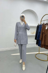 Laced Crepe Suit Light Gray