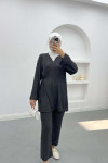 Tied Crepe Suit Dark-Grey