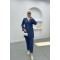 Tied Crepe Suit Navy Blue