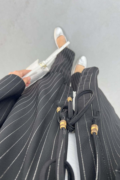 Tied Striped Suit Black