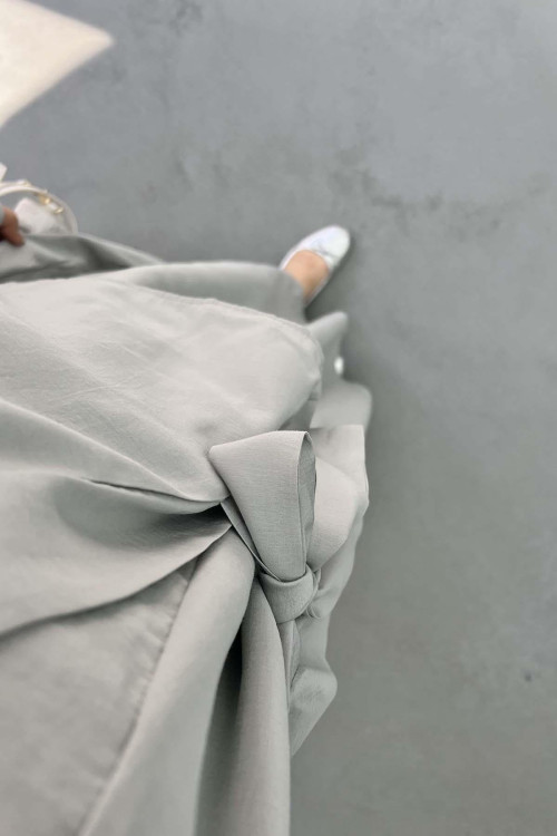 Tied Skirt Set Gray