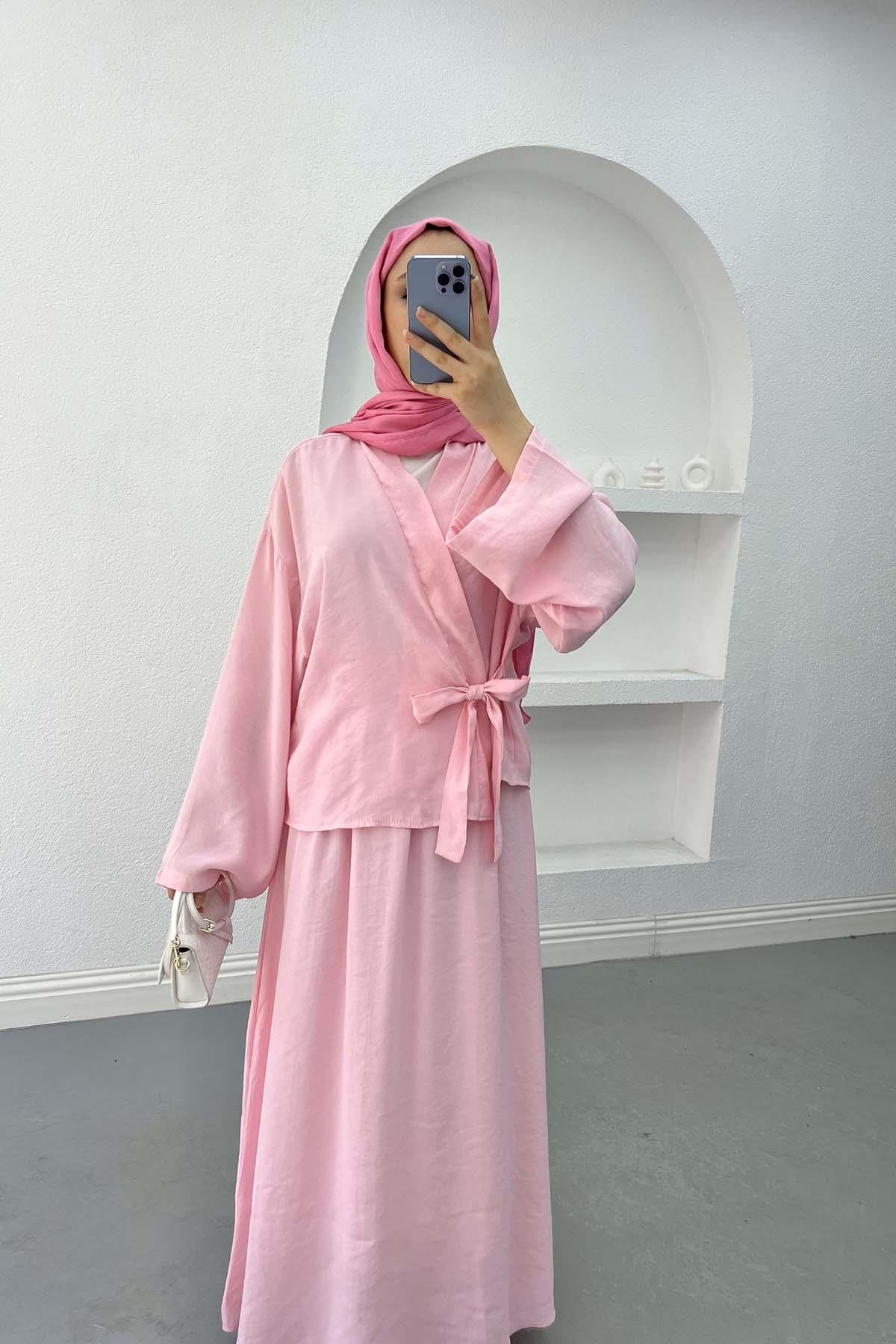 Tied Skirt Set Pink