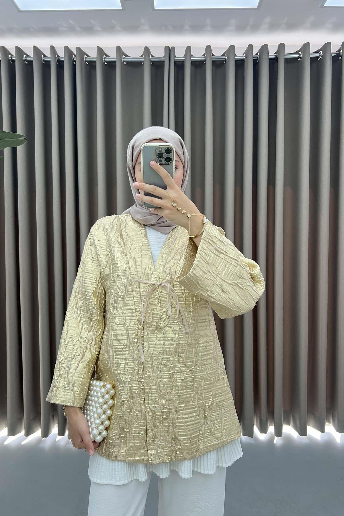 Tied Jacquard Jacket Gold