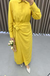 Tied Linen Dress Mustard