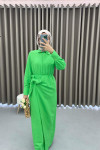 Tied Linen Dress Green