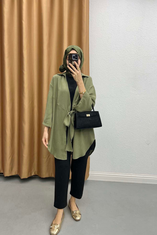 Tied Kimono Khaki