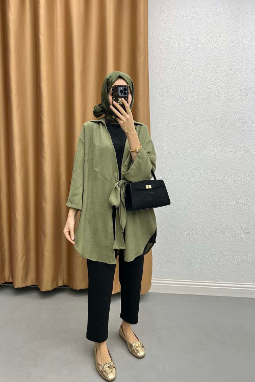 Tied Kimono Khaki