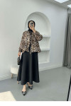 Tied Leopard Blouse Black