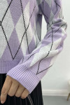 Baklava Patterned Cardigan Lilac