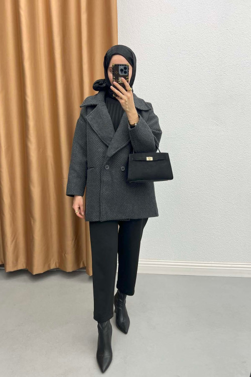 Herringbone Coat Anthracite