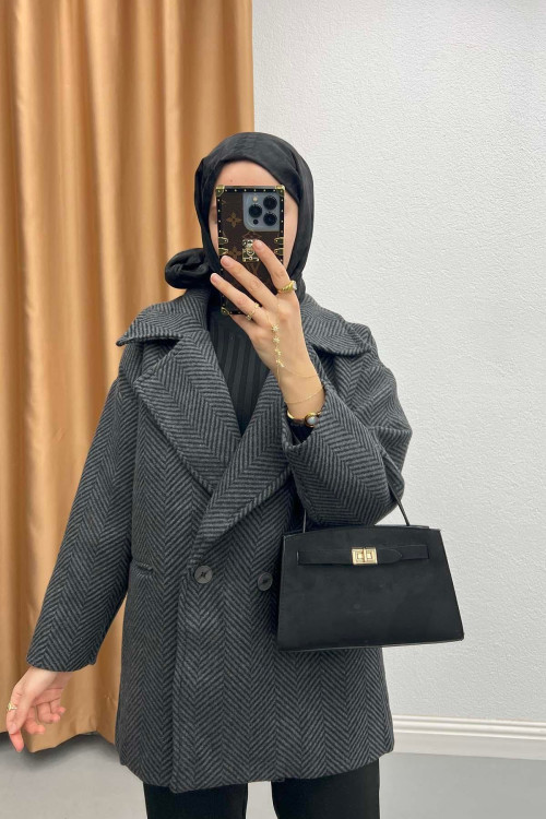 Herringbone Coat Anthracite