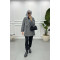 Herringbone Coat Dark-Grey