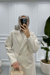 Herringbone Cashmere Coat Ecru